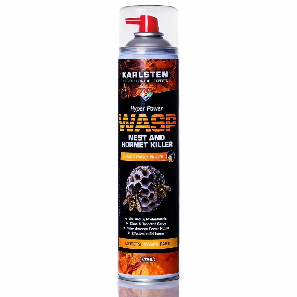 Hyper Power Wasp Nest Killer & Hornet Killer 600 ML - Gold Standard High Strength Long Range 5 Metre Spray for Indoor and Outdoor Wasp Nest Removal - Wasp Killer Spray