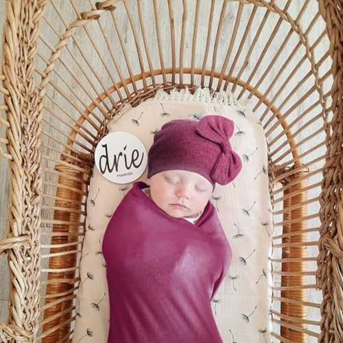 Image of AQOKKA Newborn Receiving Blanket with Bow Hat Mittens Wooden Card Set Newborns Toddler Baby Boy Girl Nursery Swaddle Wrap