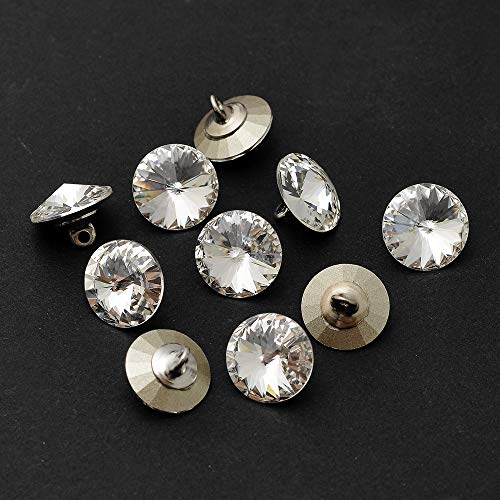 10-Pcs 11Mm Austria Crystal 1122 Rivoli Button With Shank, Sw-1122Bt (Crystal) #TOP7