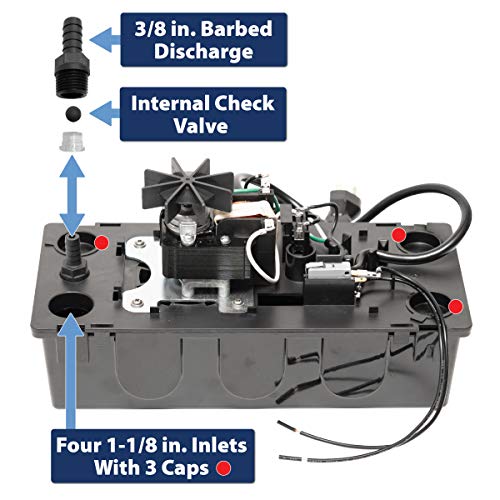 Superior Pump 97154, 65 Gph 1/50 Hp Automatic Condensate Pump With Safety Switch And 20 Ft. Tubing For Hvac, Dehumidifier, Furnace, Air Conditioner, Max Head 18 Ft, Black #TOP2