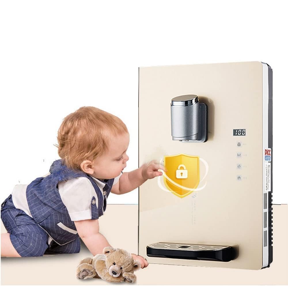 2200W Wandmontage Fed-Einheit Wasserspender, einstellbare intelligente große Leinwandberührung mit elektronischem Kinderschloss, Heizwasserkapazität 30 l/h, Multi-Speed-Einstellung für das Büro Gold
