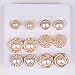 Shuning Assorted Faux Pearl Stud Earrings Set Circle Hemisphere 6 Pairs Shiny Goldtone