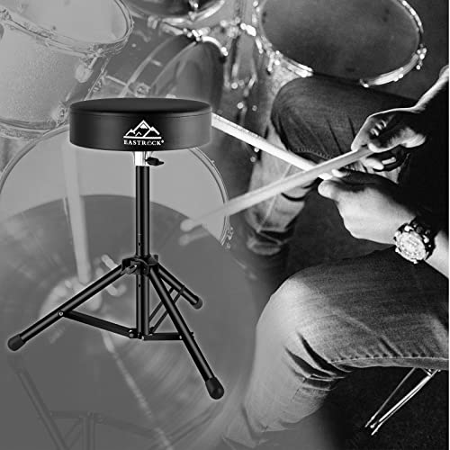 Image of EASTROCK Drum Throne,Padded Drum Seat Drumming Stools with Anti-Slip Feet for Adults and Kids Drummers (Black Upgrade)