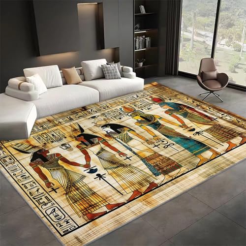 Tapis impression 3D doux et antidérapant style pharaon rétro