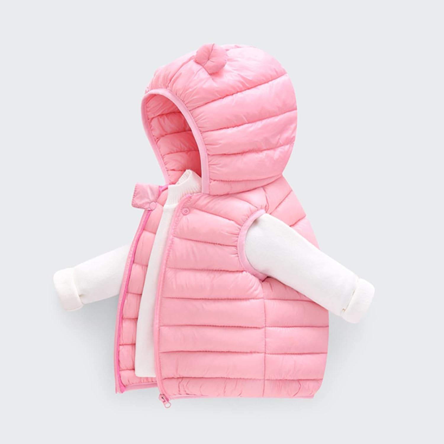 Cappotto Invernale per Neonati, Bambini, Neonati, Ragazze, Inverno Caldo, Senza Maniche, Orecchie da Orso, Gilet, Cappotti, Capispalla Imbottiti con Cappuccio