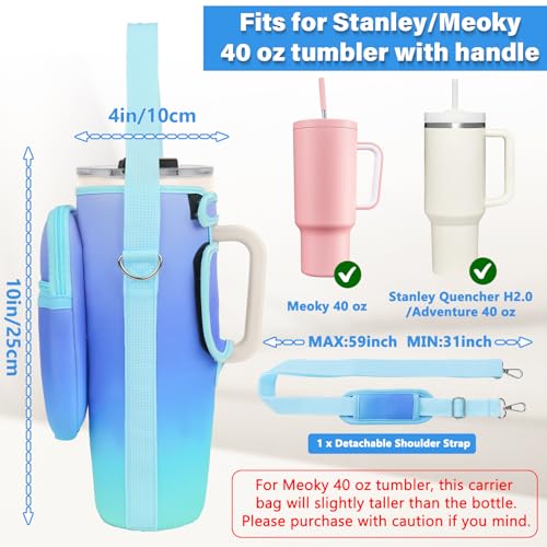 Image of LEFOR.Z Water Bottle Carrier Bag with Phone Pocket Compatible with Stanley /Meoky 40 oz Tumbler with Handle,Water Bottle Holder Pouch with Adjustable Strap Compatible with Stanley Cup Accessories