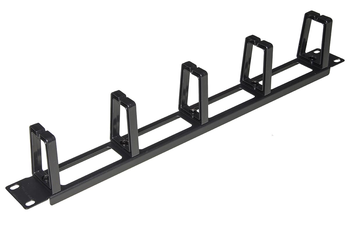 Listello Guida Cavi Forato per Armadi con 5 Ganci, 19", Nero