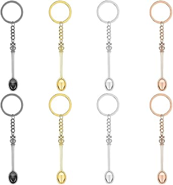 6 PCS Mini Crown Spoon Keychain, Tiny Spoon Keyring Teaspoon