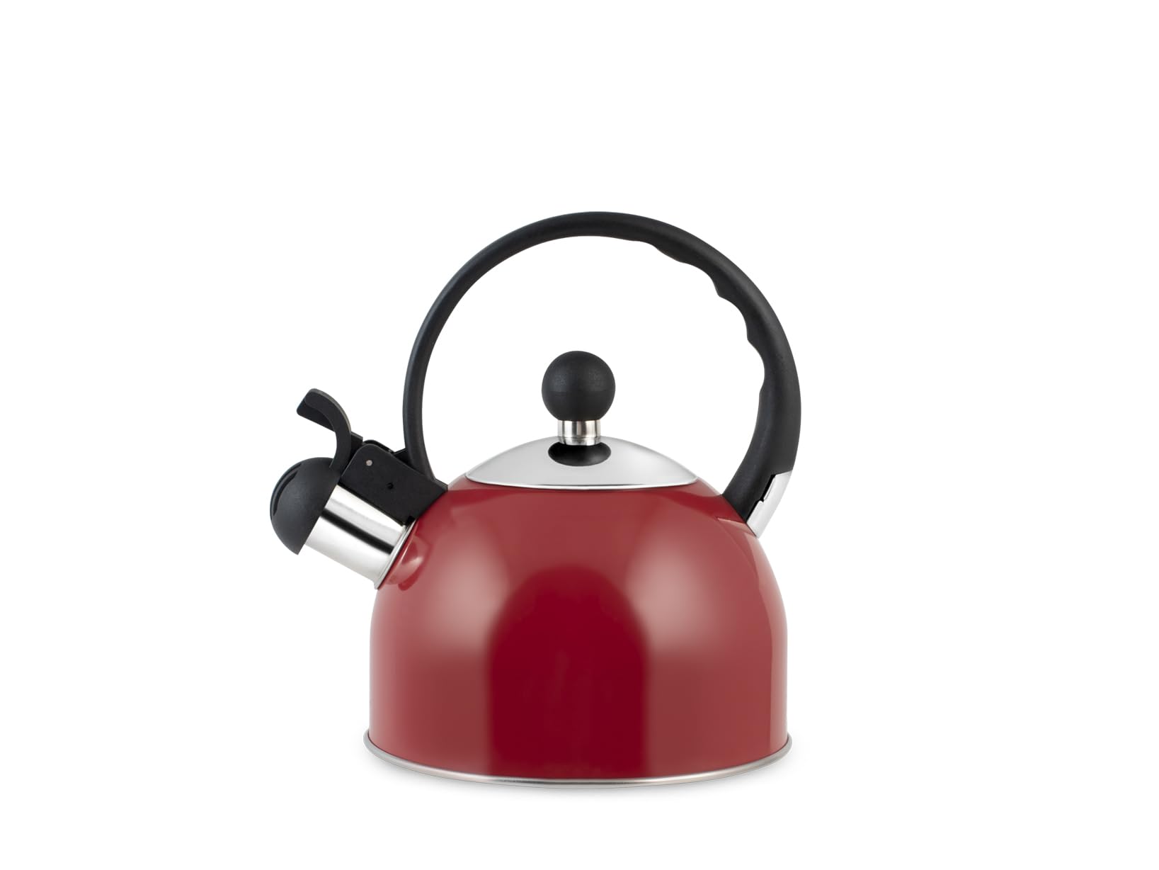 H&H 8841603 Kettle with Whistle, Stainless Steel, Red, 1.5 litres, Induction, Stainless Steel