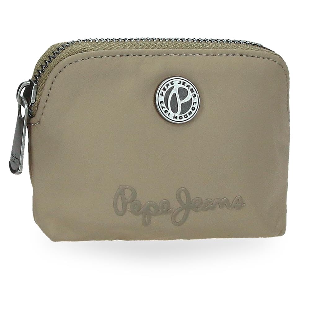 Pepe Jeans Corin, Purses, Toiletry Bag, Purse, Made of Polyester and Faux Leather Details, Various Slots, with Zip. de Joumma Bags, Green, Standard Size, Round Wallet
