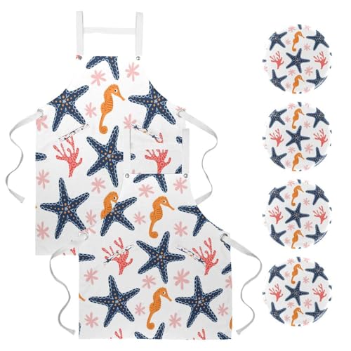 Tablier de cuisine pour nettoyage et restaurant avec 4 broches
