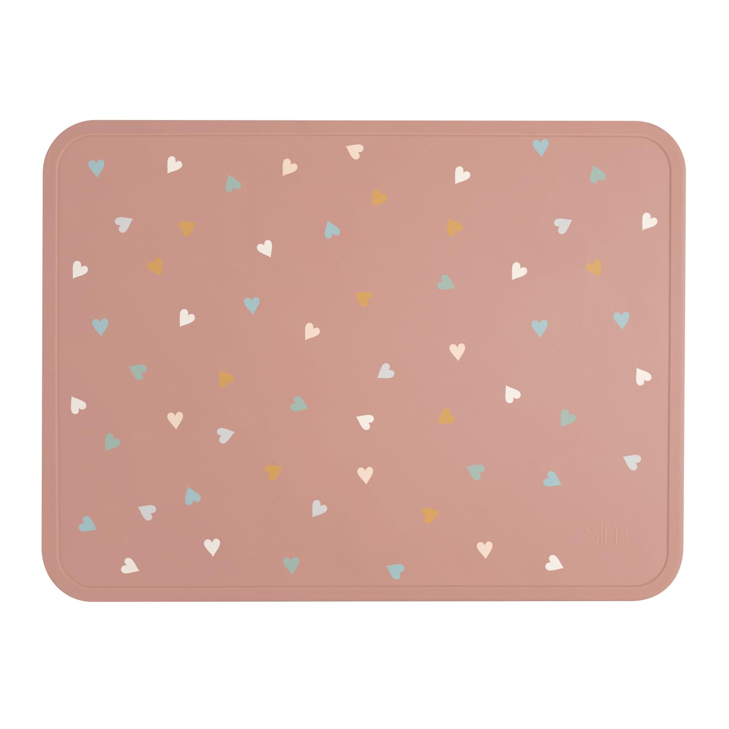 Simple Modern Silicone Placemat for Baby, Toddlers, Kids | Non-Slip Baby Eating Table Food Mat for Restaurants and Dining Table | Piper Collection | Hearts on Pink