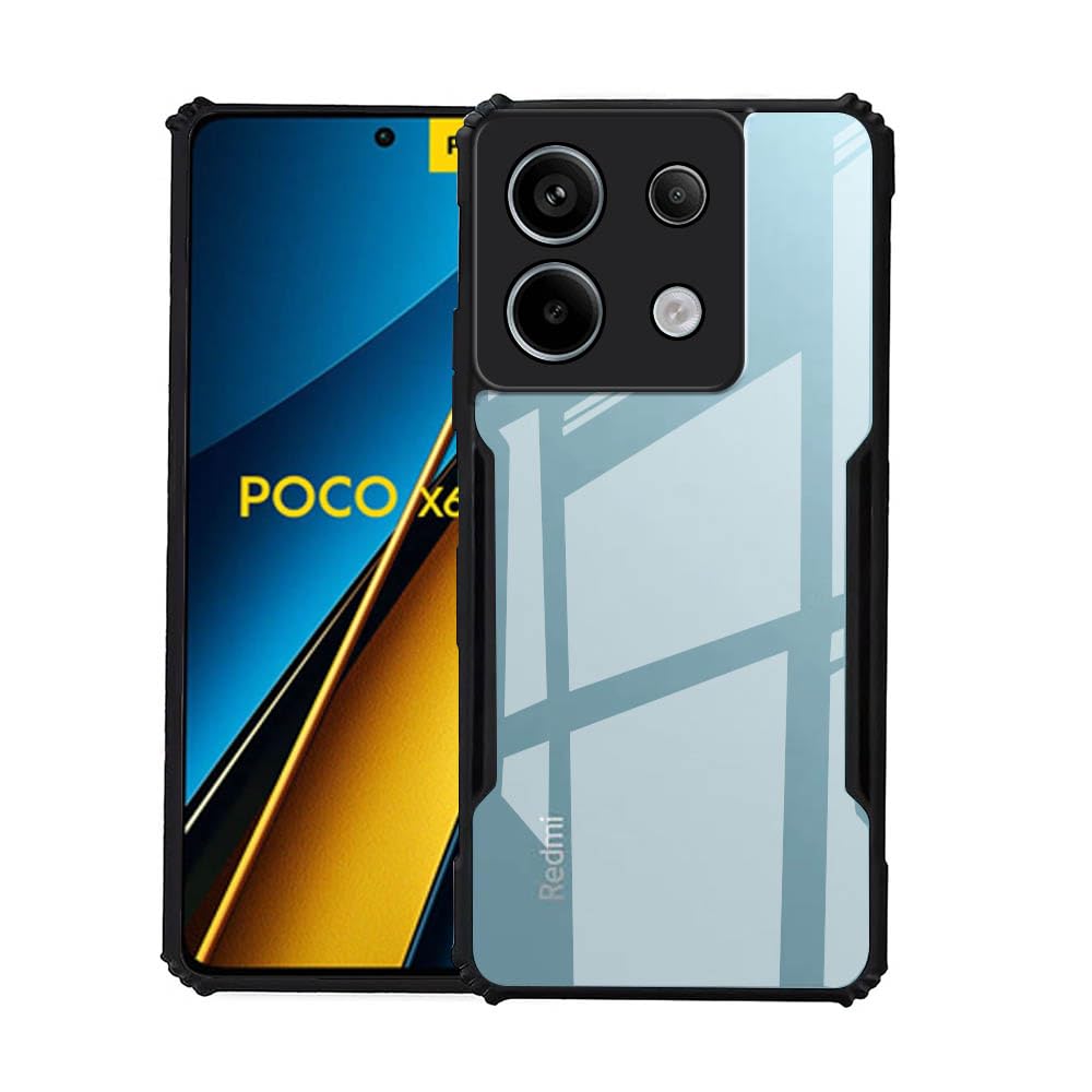 Casotec Shockproof Crystal Clear Back Case Cover for Poco X6 5G | 360 Degree Protection TPU+PC | Air Cushion Design | Transparent Back Case for Poco X6 5G (Black Bumper) (B0CXQ2JKBL) Amazon Price History, Amazon Price Tracker