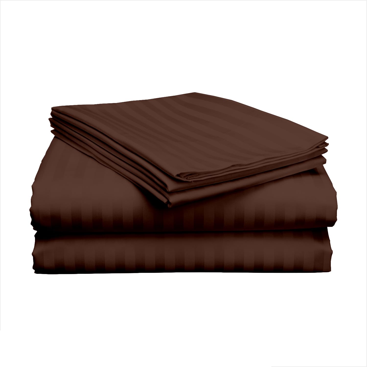 400 TC Pure Cotton Bed Sheets Set Super King Size – Luxury Hotel Quality, Extra Soft Breathable & Cooling Bedding – Wrinkle Resistant, Easy Fit 40 CM Deep Pocket – 4 Piece Set (Chocolate Stripe)