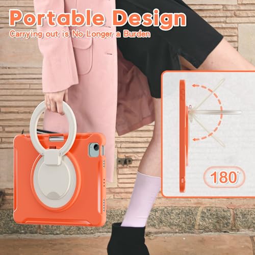 Étui pour iPad Pro 11 coque antichoc orange avec poignée rotative