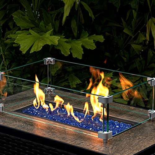 Gaspro 20Lbs Fire Glass, 1/4'' Reflective Glass Fire Pit Rocks For Fire Pit Table, Fireplace, High Luster Cobalt Blue #TOP4