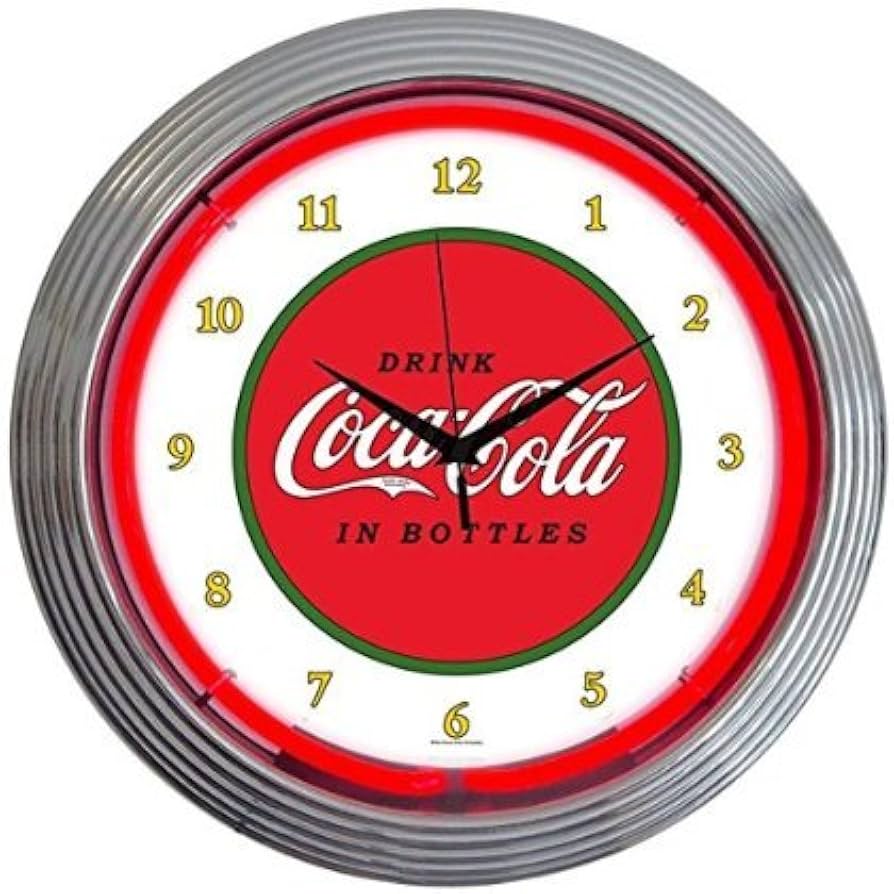 【美品】Coca-Cola レトロ　ネオン掛け時計 直径約25cm Amazon.co.jp: コカ・コーラ ネオン クロック レトロ 壁掛時計