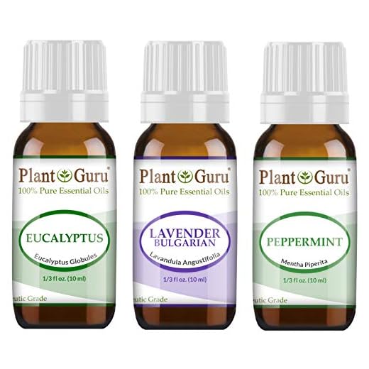 Essential Oil Set Beginner Trio Kit 10 ml 100% Pure Therapeutic Grade Includes: Eucalyptus, Lavender, Peppermint. for Aromatherapy Diffuser Humidifier, Skin and Hair Growth.