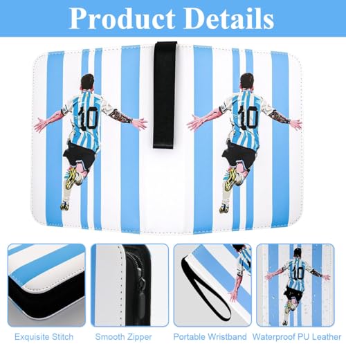 Image of PATPAT 400 Pockets Soccer Card Binder Autographed Cards Storage Bag Waterproof PU Zipper Card Holder Multi Purpose Card Organizer Bag for Game Cards, Collectible Cards, Basketball Cards