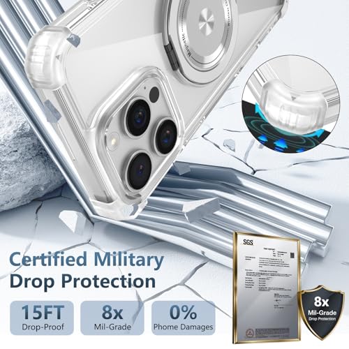 Image of Cubix Back Cover Case for iPhone 16 Pro Hard PC + TPU | Metal Ring Kickstand | 1500g Magnetic Hold | 360 Rotating Stand | Military Drop Protection | Air Cushioned Corners