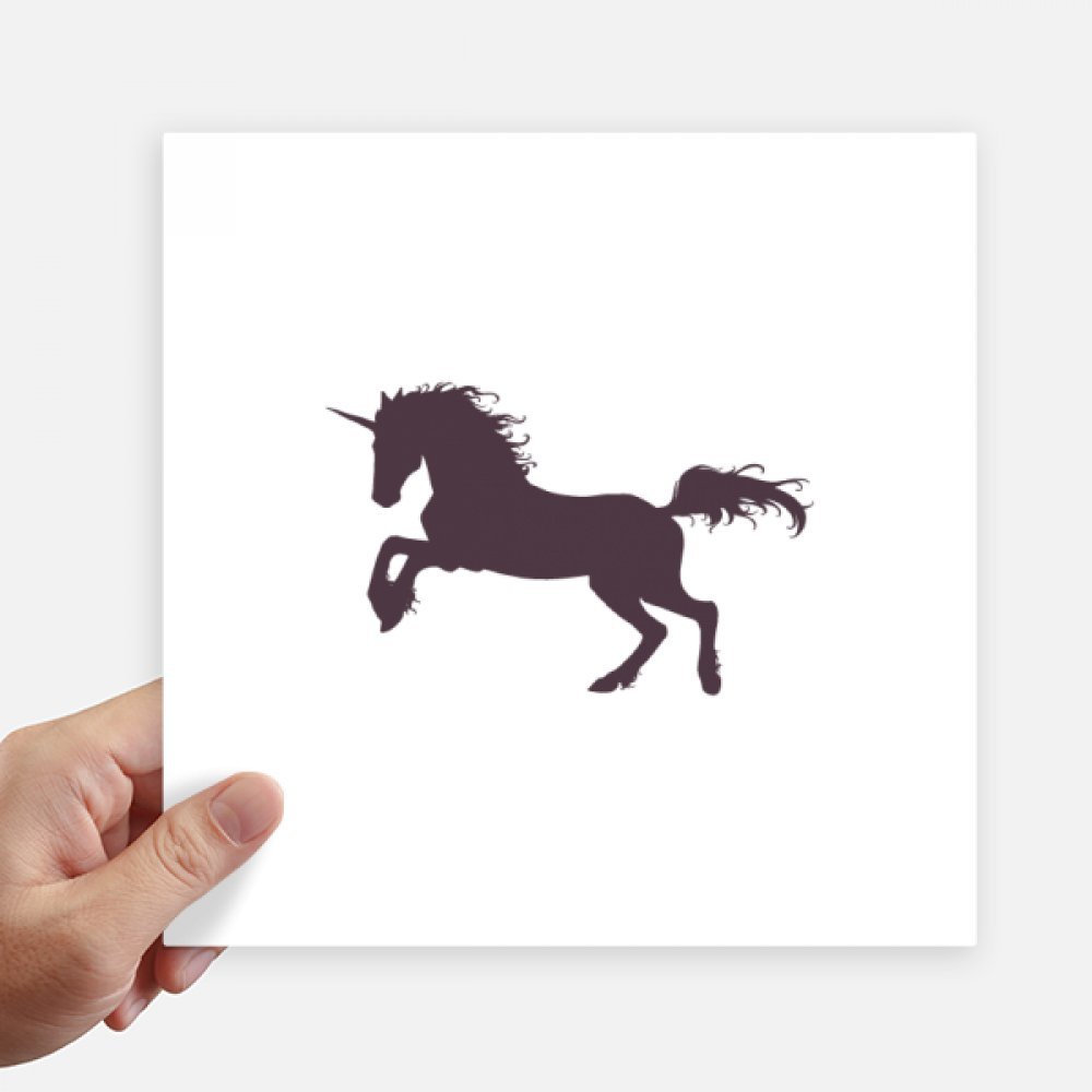 Autocollant licorne noire sticker mural pc portable moto déco carrée 20 cm