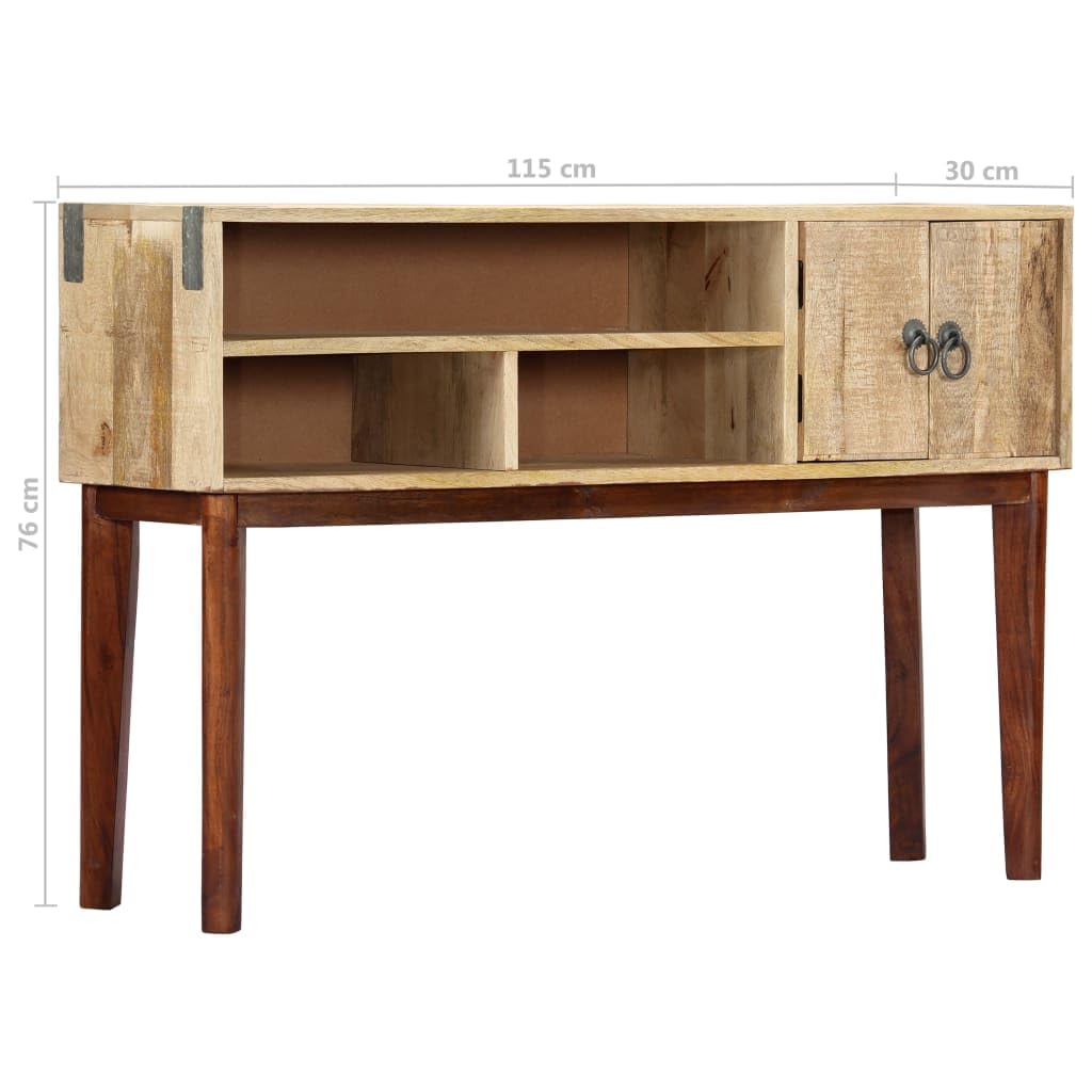 vidaXL Mesa Consola Mobiliario Hogar Organización Diseño Clásico Estable Duradero y Resistente Práctico 115x30x76cm Madera Maciza de Mango Rugosa