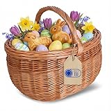 Creative Home Grand Panier de Pique-Nique | Panier en Osier avec Poignée | 43 x 33 x 36 cm | Grand et léger | Brun Naturel | Tressé à la Main | Universel