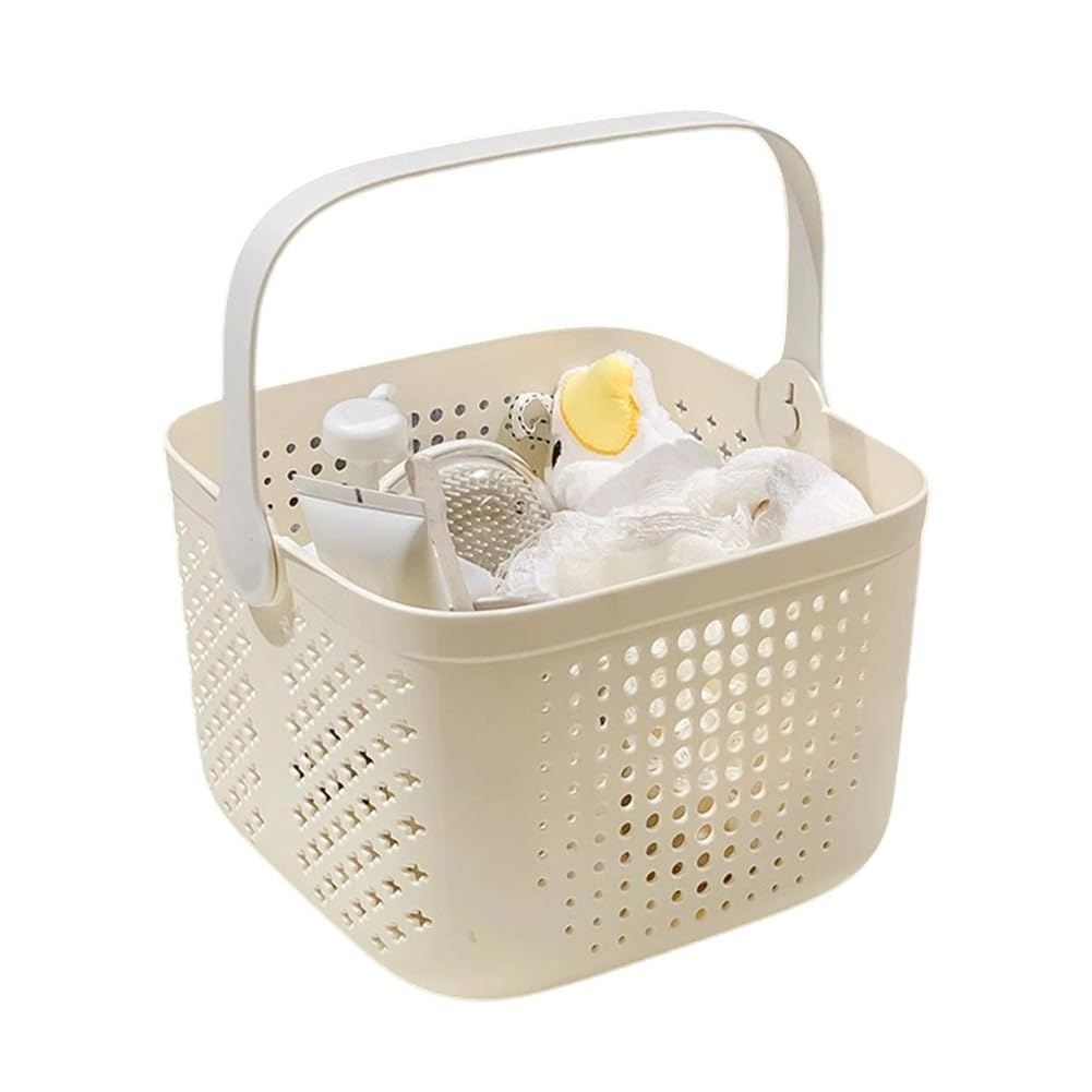 Tidevib Large Portable Shower Caddy Basket with Handle and Drain Holes Plastic Organizer Tote for Bathroom Kitchen Toiletries