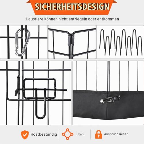 VEVOR Welpenlaufstall 8-TLG. Welpenauslauf 609,6cm hoch Tierlaufstall mit Bodenmatte und Abdeckung aus 600D Oxford-Gewebe Hundelaufstall aus Q235 Hundelaufstall Freilaufgehege