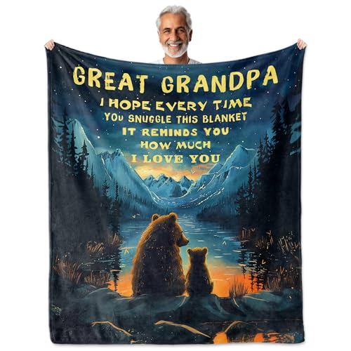 NEXVSGL Great Grandpa Gifts, Birthday Gifts for Great Grandpa, Best Great-Grandfather Gift, Thanksgiving Christmas Day Blanket 60"x 50"