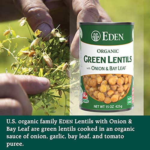 Eden Organic Green Lentils With Onion And Bay Leaf, 15 Oz Can (12-Pack Case), Non-Gmo, Vegan, Kosher, U.s. Grown, Heat And Serve, Macrobiotic #TOP2