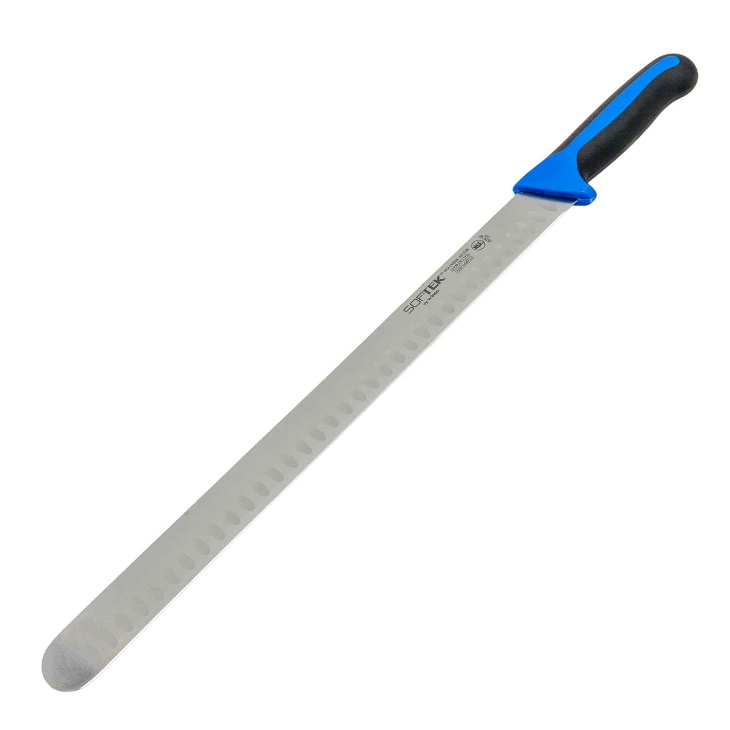 Winco 14" Silver/Blue Hollow Ground Slicer, Soft Grip Handle, TPR