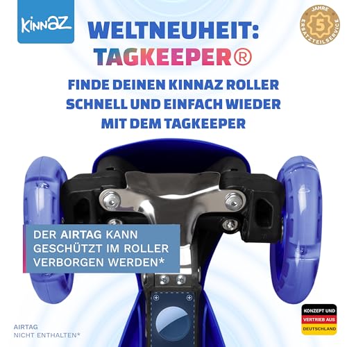 Kinderroller kinnaz ONE, Roller für Kinder ab 2 3 Jahre, Kind Roller 4 Jahre, Tretroller, LED Räder, faltbar, Höhe einstellbar, Diebstahlschutz, über 100.000 verkaufte Scooter, Hamburger Unternehmen