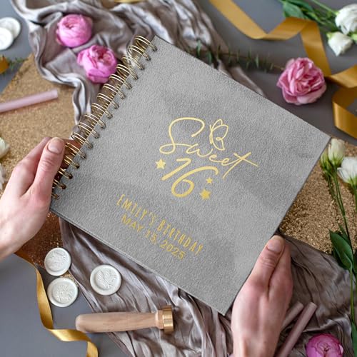 Image of Polaroid Guest Book Personalized Photo Scrapbook Album - Custom Book for Instax Pictures - Birthday, Wedding, Anniversary (Gray, Small - 8.3x8.3 inch)