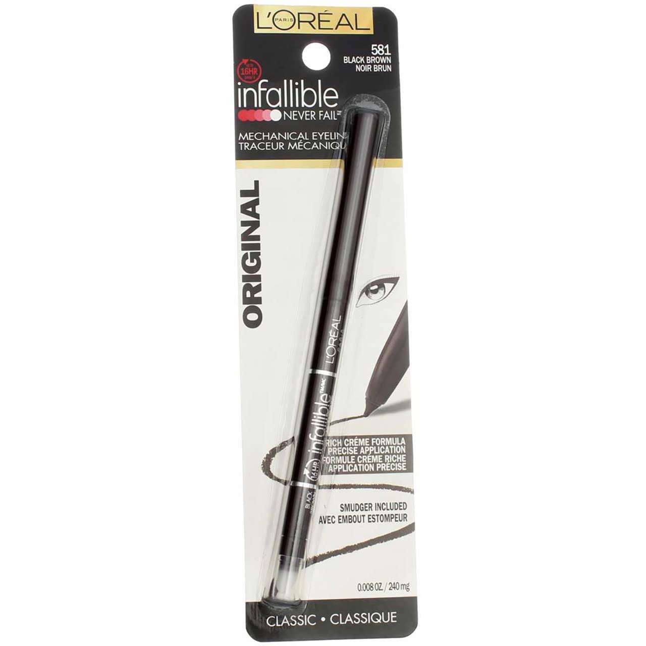 L'Oréal Paris Infallible Never Fail Eyeliner, 581 Black Brown (Pack of 2)