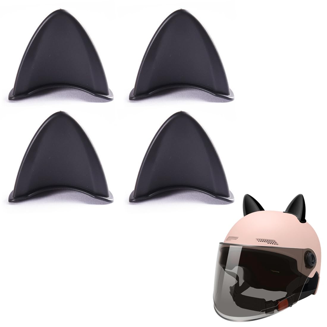 Décoration Casque Moto Oreilles De Chat - Lot De 2 Paires Noir - Autocollant Mignon Et Résistant