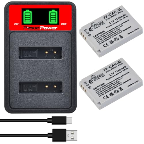Image of Pickle Power 2Pcs NB-5L Replacement Battery with Dual USB Charger for Canon Powershot S100 SX200 SX210 SX230 HS SD790 IS SX200 IS SD800 IS SD890 IS SD990 IS
