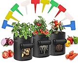 Kartoffel Pflanzsack,3er Pack 10 Gallonen Pflanzen Tasche,Pflanztasche,Pflanze Wachsende Tasche mit Sichtfenster und Griffen,Vliesstoff Pflanzsack Pflanzbeutel für Kartoffeln,Blumen,Pflanzen,Tomaten