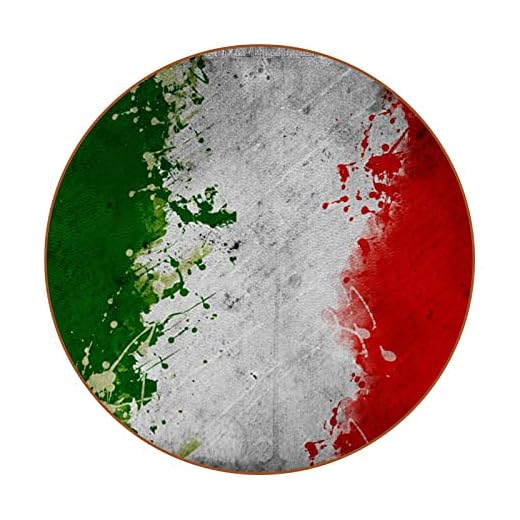 Italien flagga grön vit röd underlägg för dryck läder runda underlägg kaffemugg flaska öl platsmattor set med 6, värmebeständiga