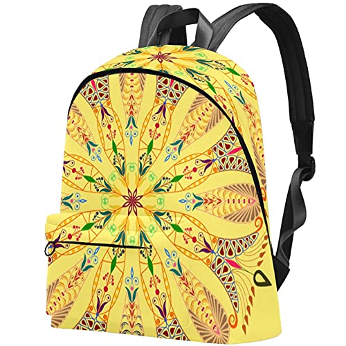 EZIOLY - Mochila para ordenador portátil con diseño de mandala de color amarillo