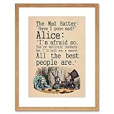 QUOTE CARROLL BOOK ALICE WONDERLAND MAD HATTER TEA PARTY FRAMED PRINT F12X8039