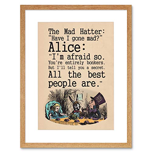 Quote Carroll Book Alice Wonderland Mad Hatter Tea Party Framed Print F12X8039 #TOP4