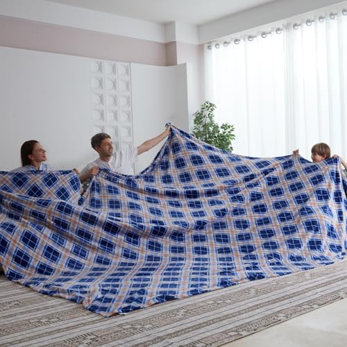 COOVA Oversized King Fleece Blanket 120x120 inches, Soft Cozy Warm Giant Extra Large 10'x10' Blanket for Bed, Sofa, Couch,Travel, Camping, California Huge Flannel Big Throw Blanket, Rhombus Dark Blue