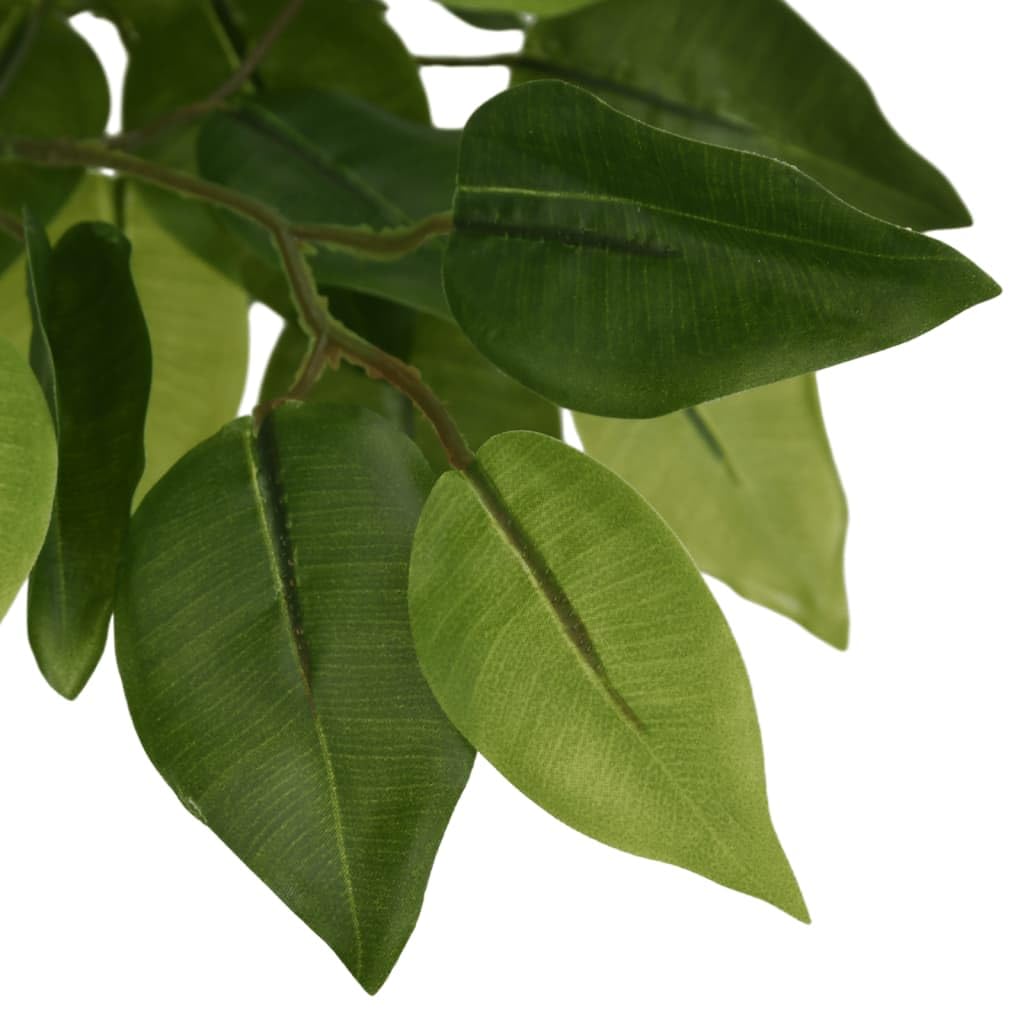Sztuczne drzewko ficus 150 cm z 756 liśćmi z PEVA, drewniana doniczka z tworzywa sztucznego, dekoracja do salonu, biura, na balkon, taras, łatwa w pielęgnacji sztuczna roślina zielona