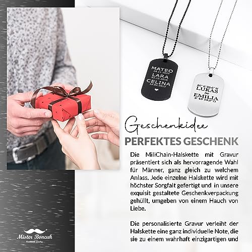 Mister Boncuk® MiliChain Premium Dog Tag kette aus Edelstahl - Herren Halskette mit Gravur - Militär kette Personalisiert