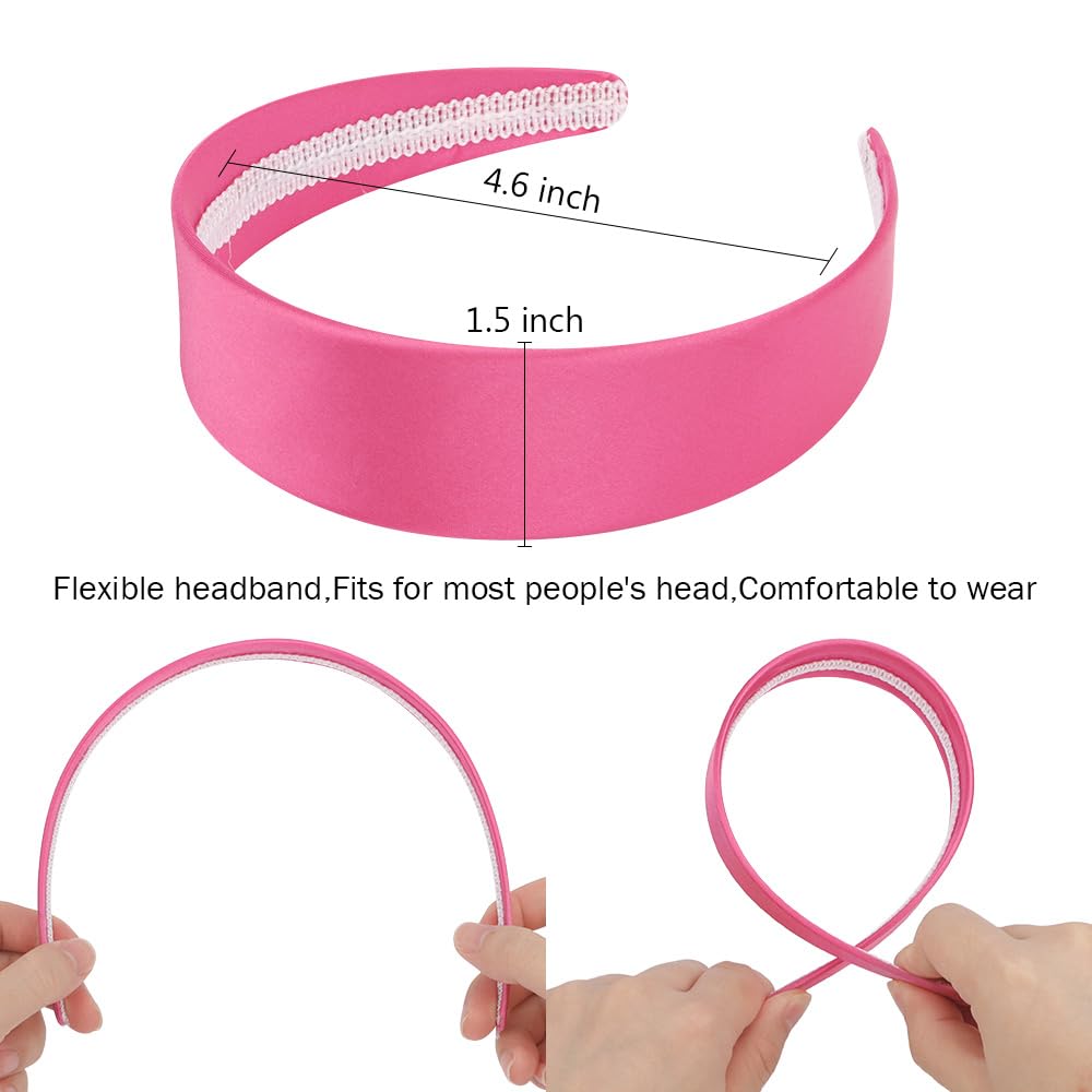 Amazon.com : AHONEY Hot Pink Headband for Women Satin Silk  display picture 3