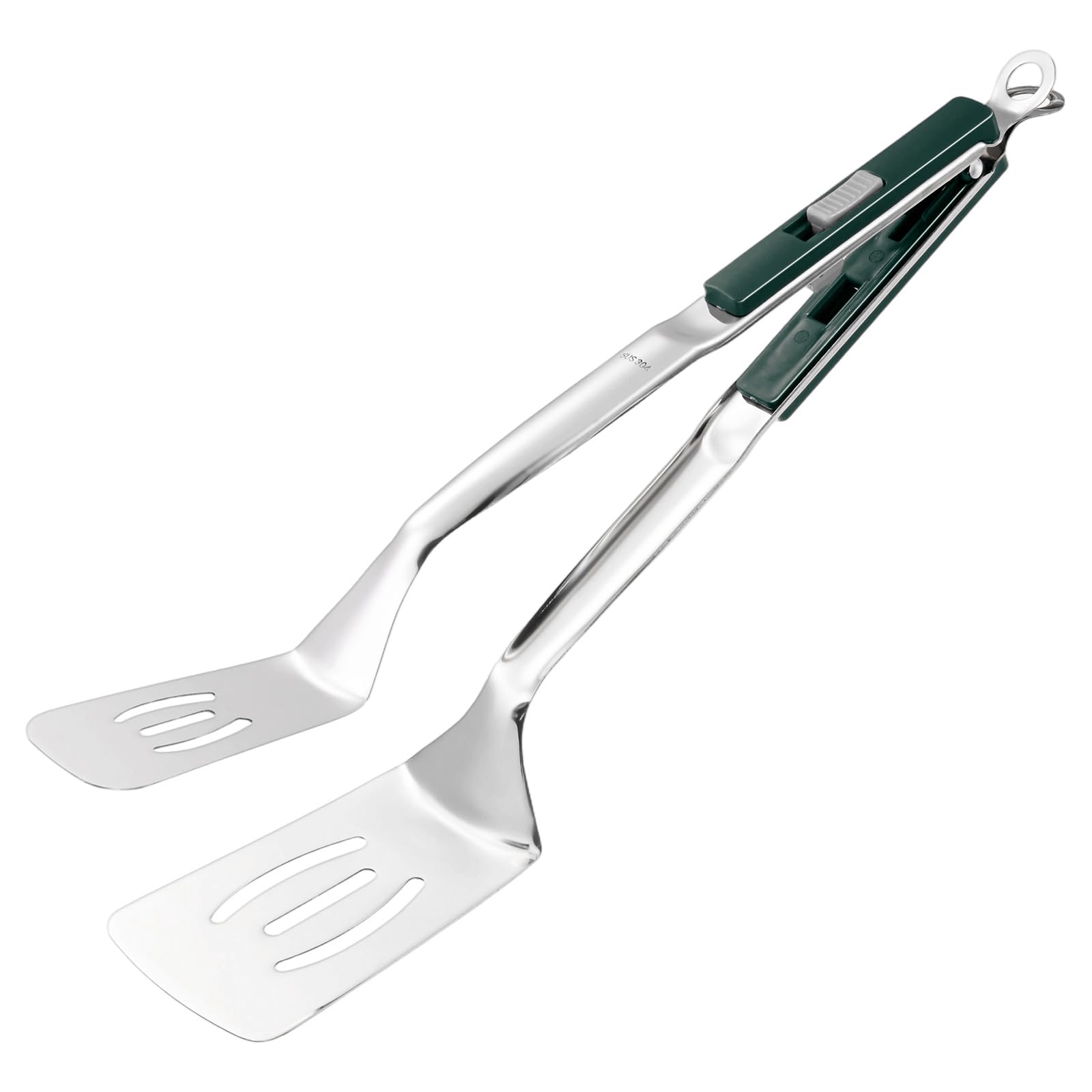 M METERXITY Spatula Tongs 13.4in, Green Handle, Silver Tone โ image 1