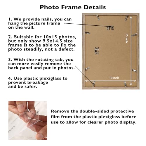 Image of JCJMY 10x15 Picture Frame Rustic Brown for Wall Hanging, Wall Mounting Horizontally or Vertically, 10 x 15 Wall Gallery Poster Photo Frame with Shatter Resistant Plexiglass, Rustic Brown