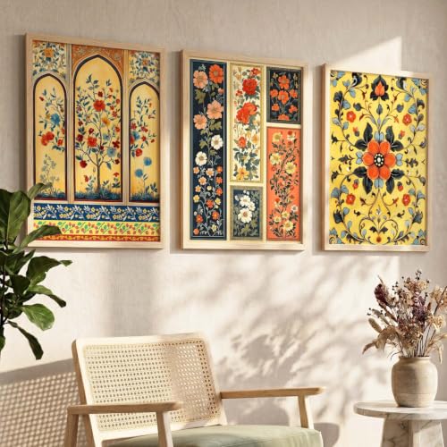 Image of kotart Art Home Decoration Indian Traditional Madhubani Paintings With Frame Vastu Peacock For Living Room Bed Room Hotel Wall Decor Digital Reprint Set of 3 (10X13 inch)