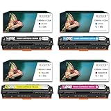 Comprend 4 cartouches CMYK Lot de 4 Cartouches de Toner pour HP 125A CMYK , 2400 Pages Noir + 1800 Pages Chaque Couleur , CB540A / CF210X / CE320A , Compatible avec CM1312 CM1512 CP1518 CP1215